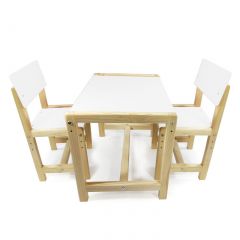 Детский растущий комплект стол и два стула  Я САМ "Лофт" (Белый, Сосна) в Тобольске - tobolsk.mebel24.online | фото