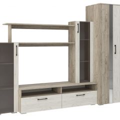 Гостиная Эмма (Дуб Крафт серый/белый) в Тобольске - tobolsk.mebel24.online | фото 2