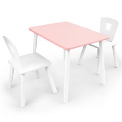 Комплект детской мебели стол и два стула Корона  (Розовый/Белый/Белый) в Тобольске - tobolsk.mebel24.online | фото 1