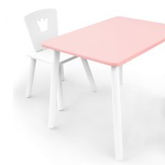 Комплект детской мебели стол и стул Корона (Розовый/Белый/Белый) в Тобольске - tobolsk.mebel24.online | фото 1