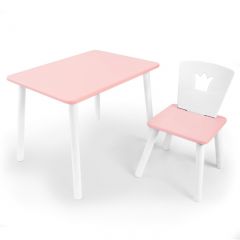 Комплект детской мебели стол и стул Корона (Розовый/Розовый/Белый) в Тобольске - tobolsk.mebel24.online | фото