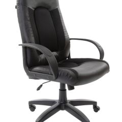 Кресло офисное BRABIX "Strike EX-525" (экокожа черная, ткань черная) 531381 в Тобольске - tobolsk.mebel24.online | фото