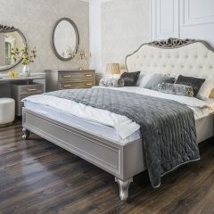 Кровать Мокко 1600 с мягким изголовьем + основание (серый камень) в Тобольске - tobolsk.mebel24.online | фото