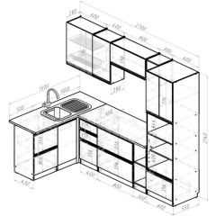 Кухонный гарнитур Амели мега прайм 1500х2700 мм в Тобольске - tobolsk.mebel24.online | фото 3