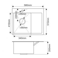 Мойка HD5851L MELANA ProfLine 3,0/200 САТИН врезная прямоугольная с коландером HD5851L в Тобольске - tobolsk.mebel24.online | фото 2