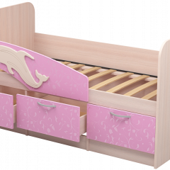 Кровать Дельфин 1,6 (Дуб молочный/фасад - Ламарти розовый) в Тобольске - tobolsk.mebel24.online | фото 1