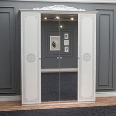 Шкаф 4-х дверный с зеркалами (12.244) Грация (белый/серебро) в Тобольске - tobolsk.mebel24.online | фото