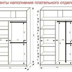 Шкаф-купе 1400 серии SOFT D8+D2+B2+PL4 (2 ящика+F обр.штанга) профиль «Графит» в Тобольске - tobolsk.mebel24.online | фото 7