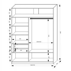 Шкаф-купе 1500 серии NEW CLASSIC K2+K2+B2+PL2(2 ящика+1 штанга+1 полка) профиль «Капучино» в Тобольске - tobolsk.mebel24.online | фото 3