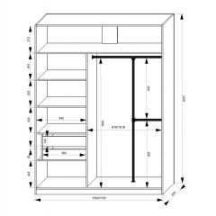 Шкаф-купе 1500 серии NEW CLASSIC K4+K4+B2+PL4 (2 ящика+F обр. штанга) профиль «Капучино» в Тобольске - tobolsk.mebel24.online | фото 3