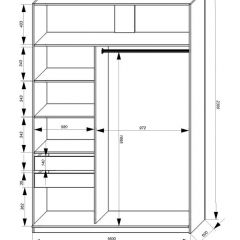 Шкаф-купе 1600 серии SOFT D1+D3+B2+PL1 (2 ящика+1штанга) профиль «Графит» в Тобольске - tobolsk.mebel24.online | фото 4