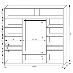 Шкаф-купе 2100 серии SOFT D2+D7+D3+B22+PL2 (по 2 ящика лев/прав+1штанга+1полка) профиль «Графит» в Тобольске - tobolsk.mebel24.online | фото 3