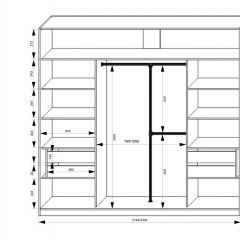 Шкаф-купе 2150 серии NEW CLASSIC K4+K4+K4+B22+PL4(по 2 ящика лев/прав+F обр.штанга) профиль «Капучино» в Тобольске - tobolsk.mebel24.online | фото 3