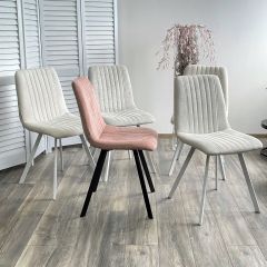 Стул ELVIS WZ2042-01 молочный фактурный велюр / белый каркас М-City в Тобольске - tobolsk.mebel24.online | фото 2
