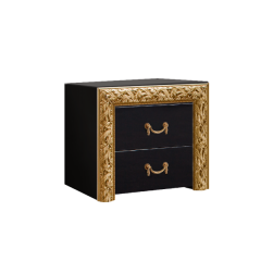 Тумба прикроватная (2 ящика)Тиффани Premium черная/золото (ТФТП-1(П) в Тобольске - tobolsk.mebel24.online | фото