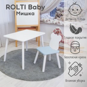 Детский комплект стол и стул «Мишка» Rolti Baby  (голубая столешница/голубое сиденье/белые ножки) в Тобольске - tobolsk.mebel24.online | фото