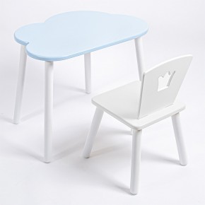 Комплект детский стол ОБЛАЧКО и стул КОРОНА ROLTI Baby (голубая  столешница/белое сиденье/белые ножки) в Тобольске - tobolsk.mebel24.online | фото