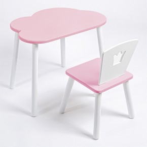 Комплект детский стол ОБЛАЧКО и стул КОРОНА ROLTI Baby (розовая столешница/розовое сиденье/белые ножки) в Тобольске - tobolsk.mebel24.online | фото