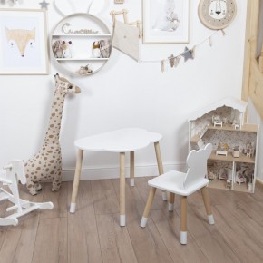Комплект детский стол ОБЛАЧКО и стул МИШКА ROLTI Baby (белая столешница/белое сиденье/береза ножки) в Тобольске - tobolsk.mebel24.online | фото