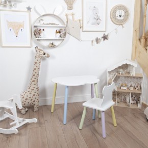 Комплект детский стол ОБЛАЧКО и стул МИШКА ROLTI Baby (белая столешница/белое сиденье/цветные ножки) в Тобольске - tobolsk.mebel24.online | фото