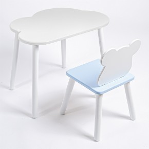 Комплект детский стол ОБЛАЧКО и стул МИШКА ROLTI Baby (белая столешница/голубое сиденье/белые ножки) в Тобольске - tobolsk.mebel24.online | фото