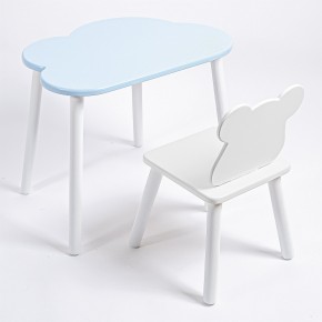Комплект детский стол ОБЛАЧКО и стул МИШКА ROLTI Baby (голубая столешница/белое сиденье/белые ножки) в Тобольске - tobolsk.mebel24.online | фото 1