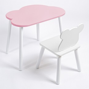 Комплект детский стол ОБЛАЧКО и стул МИШКА ROLTI Baby (розовая столешница/белое сиденье/белые ножки) в Тобольске - tobolsk.mebel24.online | фото 1