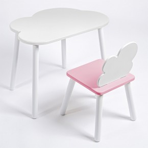 Комплект детский стол ОБЛАЧКО и стул ОБЛАЧКО ROLTI Baby (белая столешница/розовое сиденье/белые ножки) в Тобольске - tobolsk.mebel24.online | фото
