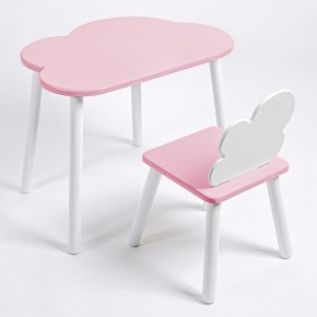Комплект детский стол ОБЛАЧКО и стул ОБЛАЧКО ROLTI Baby (розовая столешница/розовое сиденье/белые ножки) в Тобольске - tobolsk.mebel24.online | фото 1