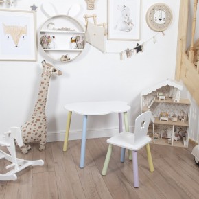 Комплект детский стол ОБЛАЧКО и стул ЗВЕЗДА ROLTI Baby (белая столешница/белое сиденье/цветные ножки) в Тобольске - tobolsk.mebel24.online | фото