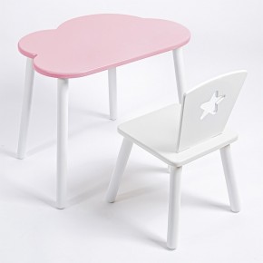 Комплект детский стол ОБЛАЧКО и стул ЗВЕЗДА ROLTI Baby (розовая столешница/белое сиденье/белые ножки) в Тобольске - tobolsk.mebel24.online | фото