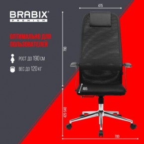 Кресло BRABIX PREMIUM "Ultimate EX-801" хром, плотная двойная сетка Х2, черное, 532917 в Тобольске - tobolsk.mebel24.online | фото 7