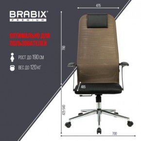 Кресло BRABIX PREMIUM "Ultimate EX-801" хром, плотная двойная сетка Х2, черное/коричневое, 532920 в Тобольске - tobolsk.mebel24.online | фото 6