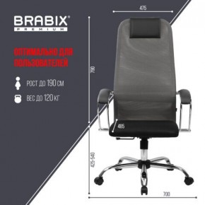 Кресло офисное BRABIX PREMIUM "Ultimate EX-800" хром, плотная двойная сетка Х2, черное/серое, 532912 в Тобольске - tobolsk.mebel24.online | фото 3