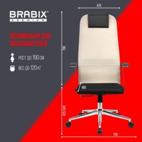 Кресло офисное BRABIX PREMIUM "Ultimate EX-801" хром, плотная двойная сетка Х2, черное/бежевое, 532919 в Тобольске - tobolsk.mebel24.online | фото 6