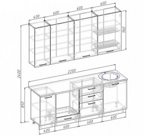 Кухонный гарнитур Антрацит 2200 (Стол. 26мм) в Тобольске - tobolsk.mebel24.online | фото 3