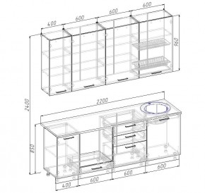 Кухонный гарнитур Дели 2200 (Стол. 26мм) в Тобольске - tobolsk.mebel24.online | фото 2