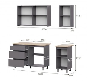 Кухонный гарнитур ДЕНВЕР (1600) Графит серый/Дуб Сонома в Тобольске - tobolsk.mebel24.online | фото 2