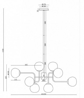 Люстра на штанге Maytoni Erich MOD221-PL-12-G в Тобольске - tobolsk.mebel24.online | фото 3
