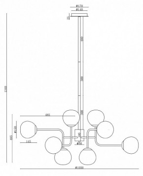 Люстра на штанге Maytoni Erich MOD221-PL-12-N в Тобольске - tobolsk.mebel24.online | фото 3