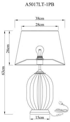 Настольная лампа декоративная Arte Lamp Baymont A5017LT-1PB в Тобольске - tobolsk.mebel24.online | фото 3