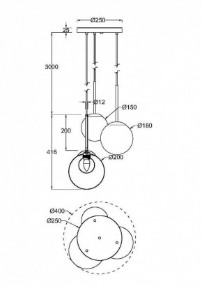 Подвесной светильник Maytoni Basic form MOD521PL-03G в Тобольске - tobolsk.mebel24.online | фото 3