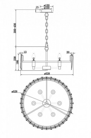 Подвесной светильник Maytoni Puntes MOD043PL-06G в Тобольске - tobolsk.mebel24.online | фото 4