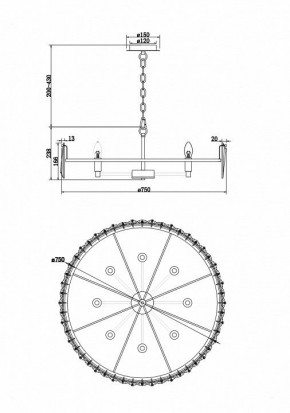 Подвесной светильник Maytoni Puntes MOD043PL-08CH в Тобольске - tobolsk.mebel24.online | фото 4