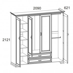 Шкаф 4D2S Z, TIFFANY, цвет вудлайн кремовый в Тобольске - tobolsk.mebel24.online | фото 1