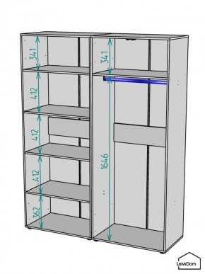 Шкаф Linnea MHR-4-1 2050х1600х510 (Графит-М 11.1.25) в Тобольске - tobolsk.mebel24.online | фото 3