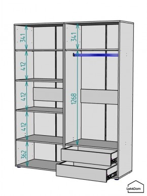 Шкаф Linnea MHR-4PO-2 2050х1600х510 (Белый-М 11.1.2) в Тобольске - tobolsk.mebel24.online | фото 3