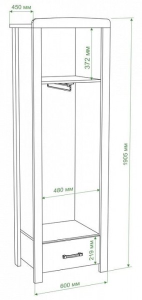 Шкаф платяной Бартоло Ш1Д в Тобольске - tobolsk.mebel24.online | фото 2