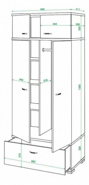 Шкаф платяной Домино КС-20 в Тобольске - tobolsk.mebel24.online | фото 3