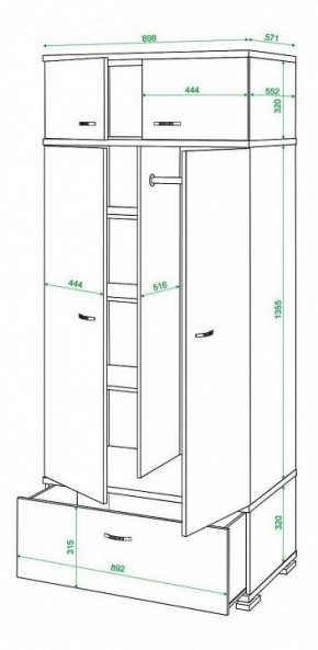 Шкаф платяной Домино КС-20 в Тобольске - tobolsk.mebel24.online | фото 3